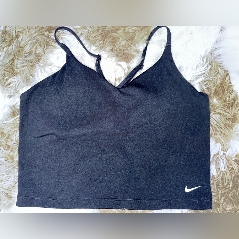 Nike Indy Black Sports Bra with White Logo